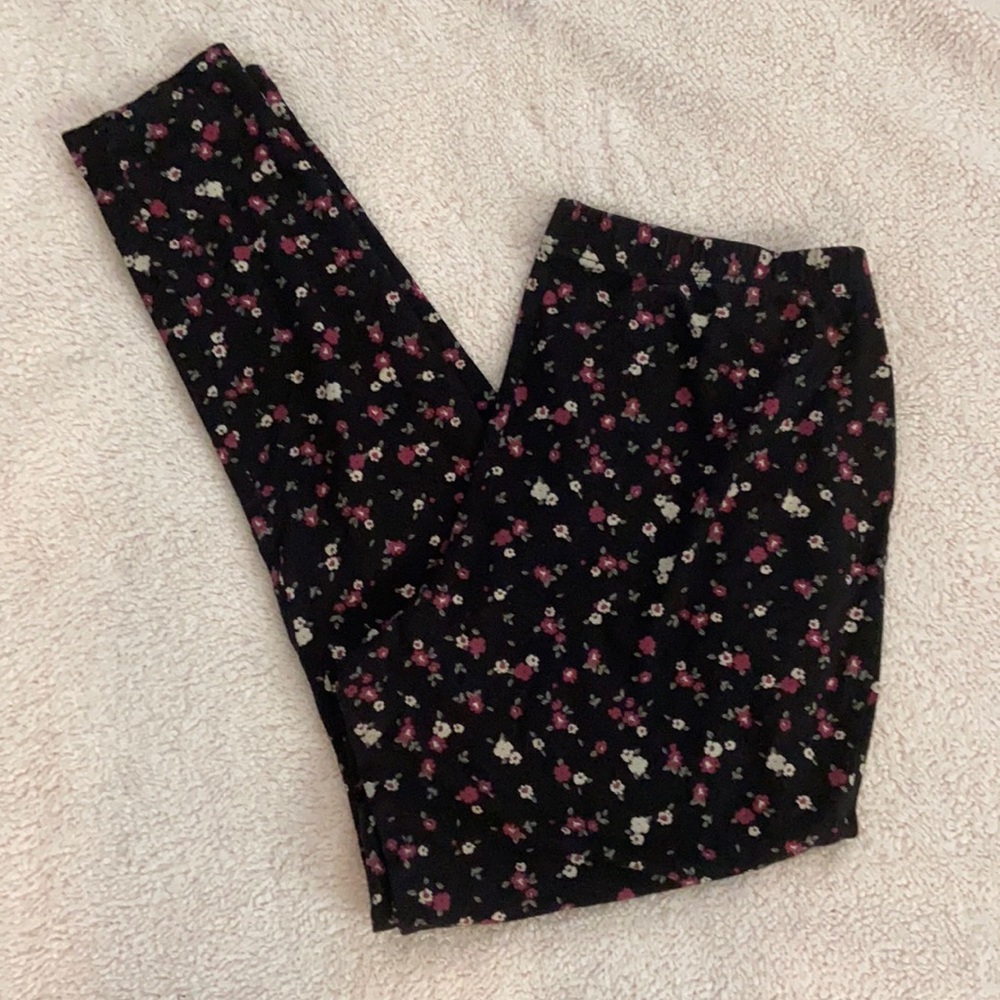 Black Floral print leggings - Picture 1 of 4